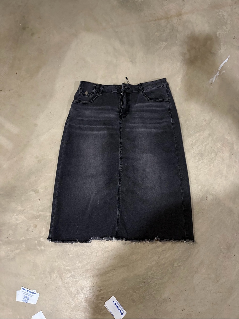 Allegra K Black Washed Denim Midi Skirt